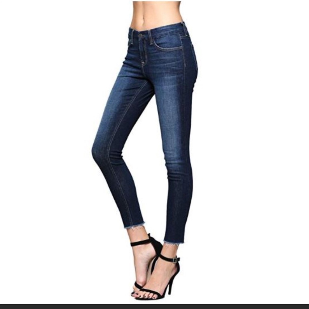Flying Monkey Raw Hem Skinny Jeans Dark Wash